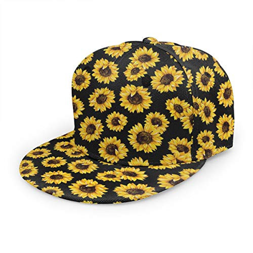 FUNINDIY Hipster Golden Sunflowers Snapback Hat Hip Hop Baseball Cap Flat Bill Brim Adjustable Trucker Hat for Men Women FUNINDIY Hipster Golden Sunflowers Snapback Hat Hip Hop Baseball Cap Flat Bill Brim Adjustable Trucker Hat for Men Women