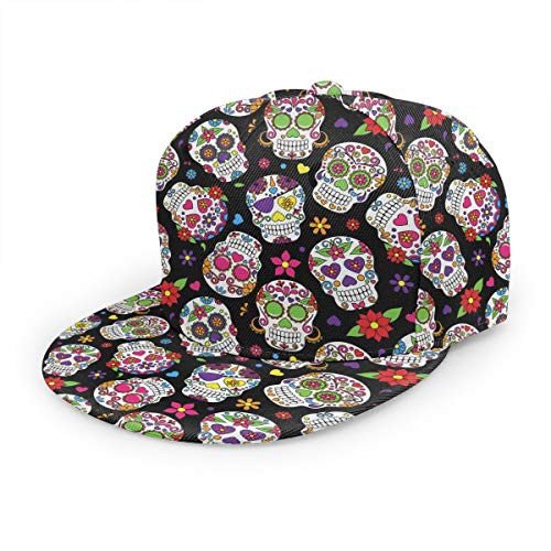 FUNINDIY Dead Sugar Skull Snapback Hat Hip Hop Baseball Cap Flat Bill Brim Adjustable Trucker Hat for Men Women FUNINDIY Dead Sugar Skull Snapback Hat Hip Hop Baseball Cap Flat Bill Brim Adjustable Trucker Hat for Men Women