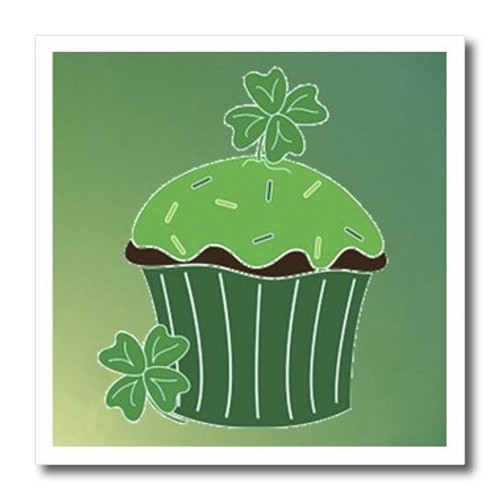 3dRose ht373152 Green Irish CupcakeIron on Heat Transfer for White Material 6 by 6Inch