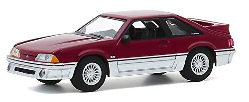 Greenlight 47080C Hot Hatches Series 11988 Ford Mustang GT  Medium Scarlet and Silver 164 Scale