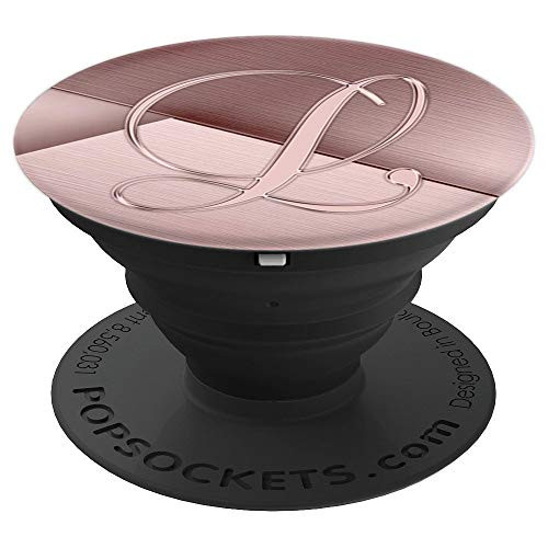 Letter L Golden Rose Pink And golden rose pink Design PopSockets Grip and Stand for Phones and Tablets