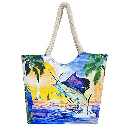 Guy Harvey Blue Marlin Sunset Tote Bag