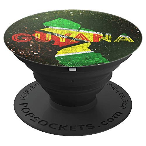 Guyanese Map and Flag Souvenir  Distressed Guyana PopSockets Grip and Stand for Phones and Tablets