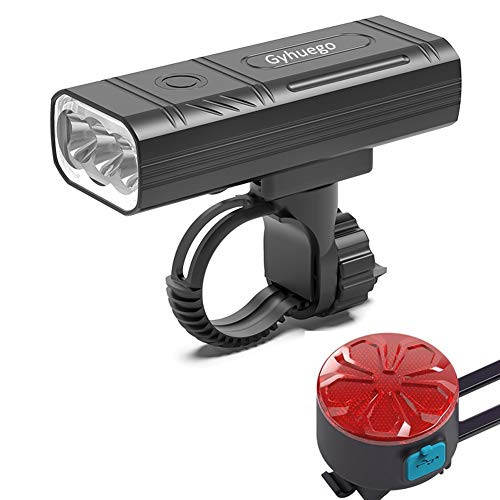 Gyhuego Bicycle Light Rechargeable LED Bike Light Front and Back 3000 Lumen Bright Bike Headlights Waterproof Safety Cycling Flashlight and Rear Taillight Set with Power Bank Function Gyhuego Bicycle Light Rechargeable LED Bike Light Front and Back 3000 Lumen Bright Bike Headlights Waterproof Safety Cycling Flashlight and Rear Taillight Set with Power Bank Function