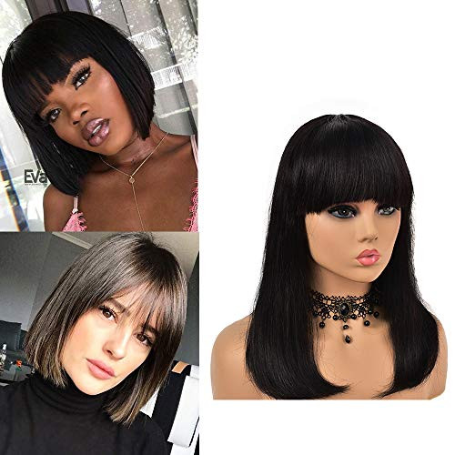 Short Bob Human Hair Wigs with Bangs Straight Bob Wigs Virgin Human Hair Short Bob Wigs For Women Glueless Machine Made Wigs Natural Color 10 Short Bob Human Hair Wigs with Bangs Straight Bob Wigs Virgin Human Hair Short Bob Wigs For Women Glueless Machine Made Wigs Natural Color 10