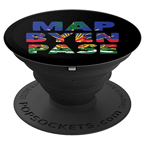 Haiti Haitian America Flag Love Map Byen Pase I Gift Idea PopSockets Grip and Stand for Phones and Tablets