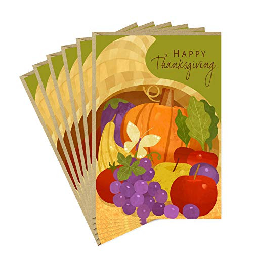 Hallmark Pack of Thanksgiving Cards Cornucopia 6 Cards with Envelopes