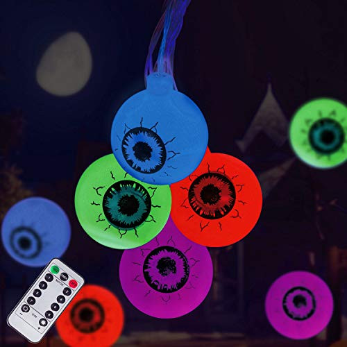 Halloween Decorations String Lights 30 LED Waterproof Cute Eyeball LED Holiday Lights for Outdoor Decor 8 Modes Steady/Flickering Lights Multi Halloween Decorations String Lights 30 LED Waterproof Cute Eyeball LED Holiday Lights for Outdoor Decor 8 Modes Steady/Flickering Lights Multi