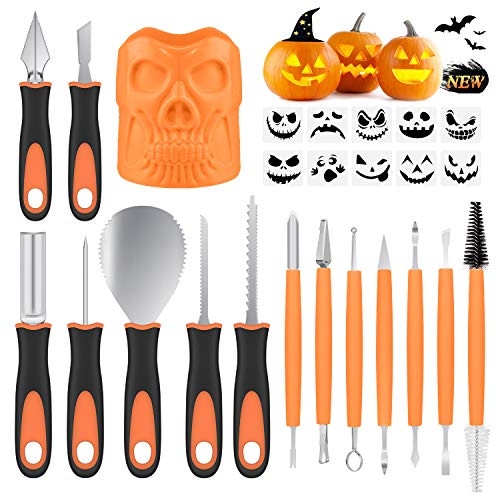 Halloween Pumpkin Carving Kit 15 PCS Pumpkin Carving Tools for Halloween Decoration with 10 Pumpkin Carving Stencils JackOLantern Stainless Steel Pumpkin Cutting Supplies with Storage Bucket Halloween Pumpkin Carving Kit 15 PCS Pumpkin Carving Tools for Halloween Decoration with 10 Pumpkin Carving Stencils JackOLantern Stainless Steel Pumpkin Cutting Supplies with Storage Bucket