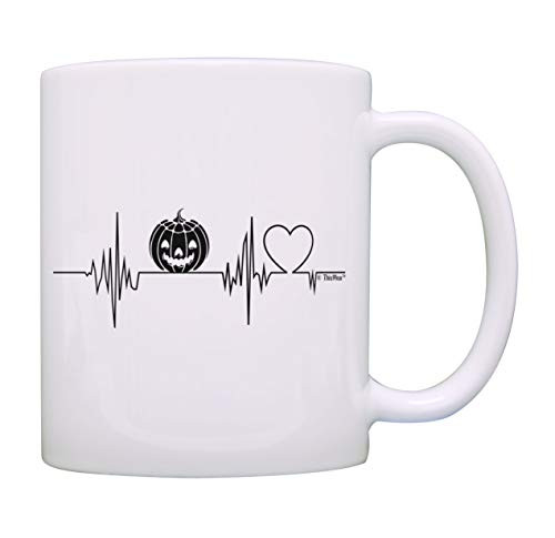 Halloween Mug Cup Pumpkin Heartbeat Halloween Coffee Mug Pumpkin Gifts Coffee Mug Tea Cup White