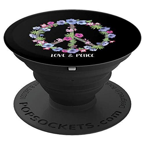 Flower Pattern Peace Symbol  Peace and Love PopSockets Grip and Stand for Phones and Tablets