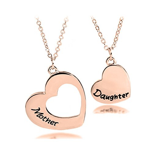 KUIYAI Mother Daughter Necklaces for 2 Engraved Matching Heart Mom Daughter Gift for Her Mother Daughter Necklace Set RG KUIYAI Mother Daughter Necklaces for 2 Engraved Matching Heart Mom Daughter Gift for Her Mother Daughter Necklace Set RG