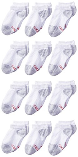 Hanes Ultimate Boys  Big Classics No Show Socks 12Pack White Small  Shoe Size 4 58 5