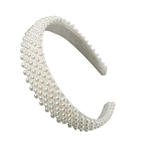 Hanv Pearl Headbands for Women LadiesWhite Hairband Headwear Headdress Wedding Hair Accessories Bling Hair Clip Hairpins Barrette Styling Tools Accessories for Birthday Valentines Day Gifts