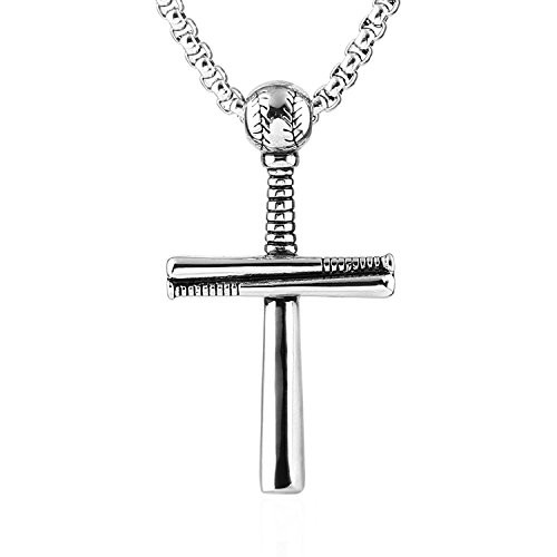 Haoflower Cross Baseball Bat Necklace 