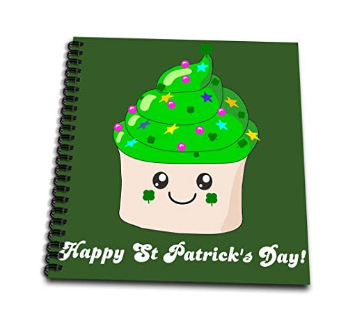 3dRose db765753 Happy Saint Patrick s Day St  Paddy s Cute Green Cupcake Kawaii Irish Gifts Ireland Shamrocks Mini Notepad 4 by 4