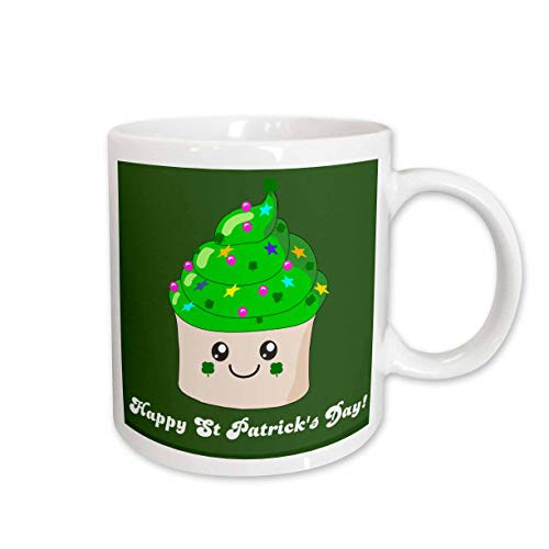 3Drose Happy Saint Patricks Day Green Cupcake Kawaii Cartoon Ceramic Mug 11Oz