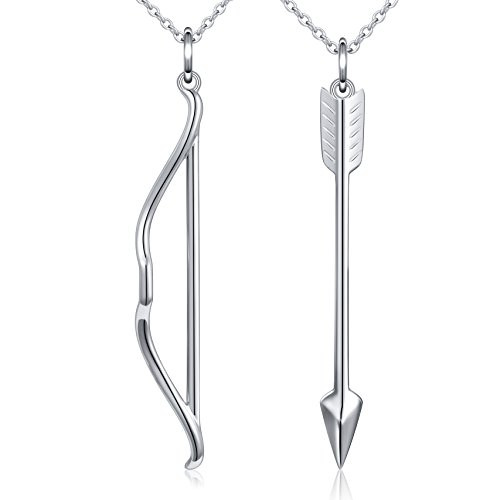S925 Sterling Silver Mens Womens Bow Arrow Couple Lovers Valentine Pendant Bff Friendship Best Friend Necklace Matching S925 Sterling Silver Mens Womens Bow Arrow Couple Lovers Valentine Pendant Bff Friendship Best Friend Necklace Matching