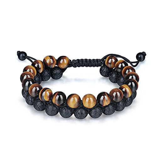 HASKARE Men Healing Bracelet Onyx Tiger Eye Bead 8mm Natural Stone Chakra Healing Buddha Bracelet Braided Tiger Eye Lava Rock HASKARE Men Healing Bracelet Onyx Tiger Eye Bead 8mm Natural Stone Chakra Healing Buddha Bracelet Braided Tiger Eye Lava Rock