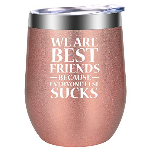 Best Friend BFF Gifts Friendship Gifts for Women  We are Best Friends because Everyone Else Sucks  Funny Birthday Christmas Gifts for Women Friends Female Her Bestie  LEADO Wine Tumbler Cup