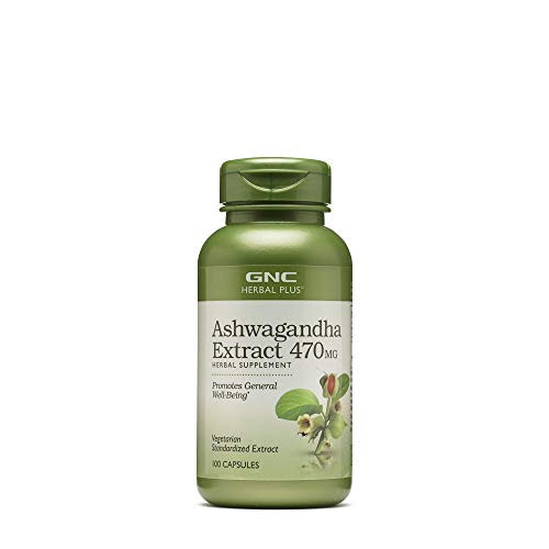 GNC Herbal Plus Ashwagandha Extract 470mg 100 Capsules Promotes General WellBeing