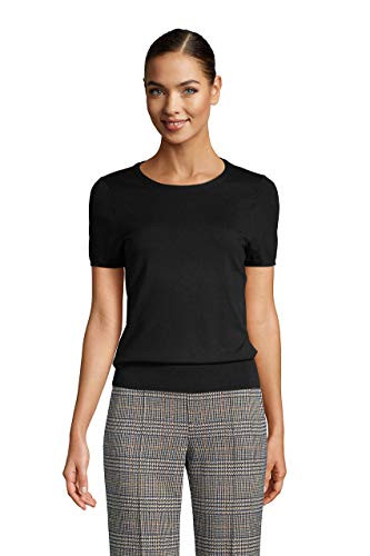 Lands  End Womens Supima Cotton Short Sleeve Sweater Black Plus 1x