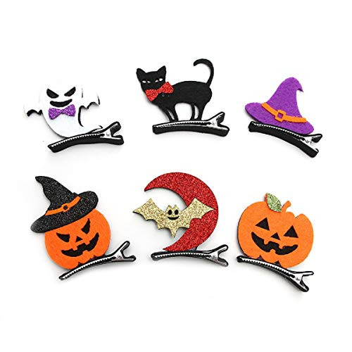 Halloween Cartoon Hair Clips for Women Girls Bat Pumpkin Ghost Cat Hat Hairpins Hair Accessories for Halloween Party 6Pcs