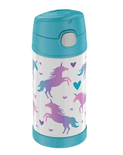 Thermos Unicorn  Hearts 12 oz Funtainer Bottle ~ White