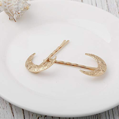 Tgirls Fashion 2Pcs Crescent Shaped Hair Clips Moon Hair Pin Hairclip Accessories for Women and Girls Gold Tgirls Fashion 2Pcs Crescent Shaped Hair Clips Moon Hair Pin Hairclip Accessories for Women and Girls Gold