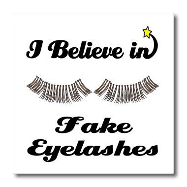 3dRose I Believe in Fake Eyelashes-Iron on Heat Transfer, 10 by 10", for White Material (ht_105151_3)