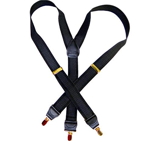 Holdup brand Black on black Onyx  Jacquard weave Yback Suspender with Goldtone noslip Clips