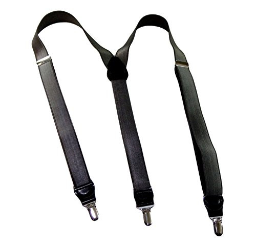 Holdup Brand Satin Finished Pewter Grey Formal Series 1  wide Yback Suspenders with Silver tone clips