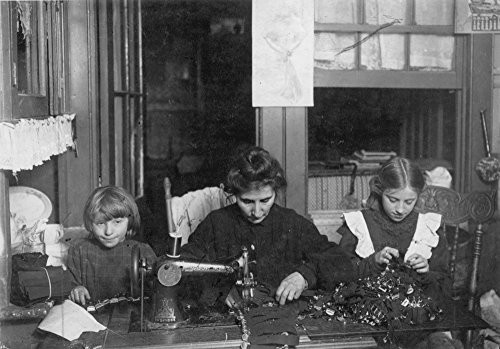Home Industry 1910 Na New York Tenement Family Making Garters Photographed By Lewis Hine C1910 Poster Print by 18 x 24
