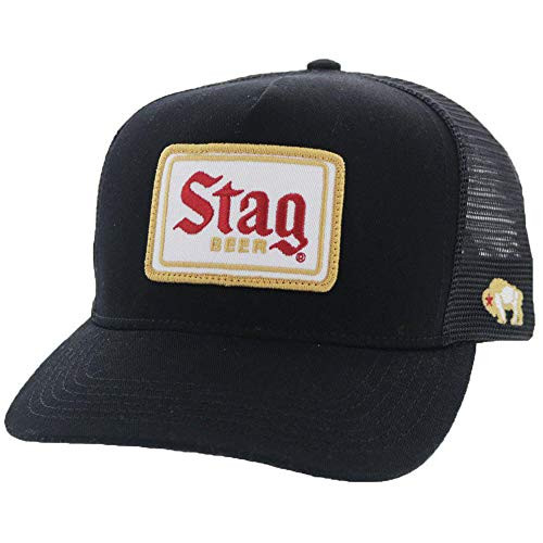 HOOEY Men s Black Adjustable Trucker Hat with Rectangle Stag Patch