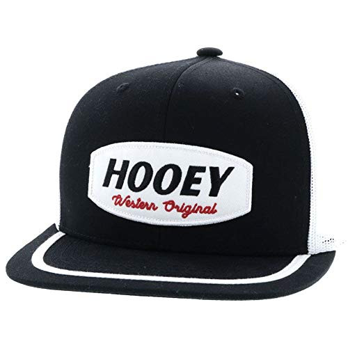 HOOEY Galveston 6Panel Adjustable Trucker Hat w/White Patch Black/White