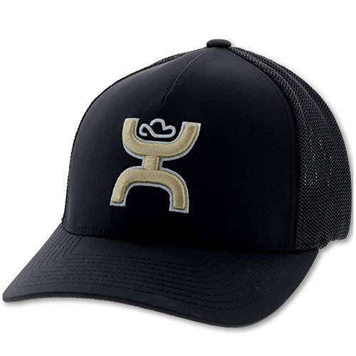 HOOEY Coach Black 6Panel Flexfit Hat with Gold and White Logo L/XL