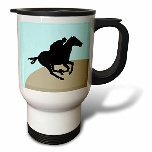 3dRose   Horse Racing Stainless Steel  Travel Mug 14 oz Multicolor