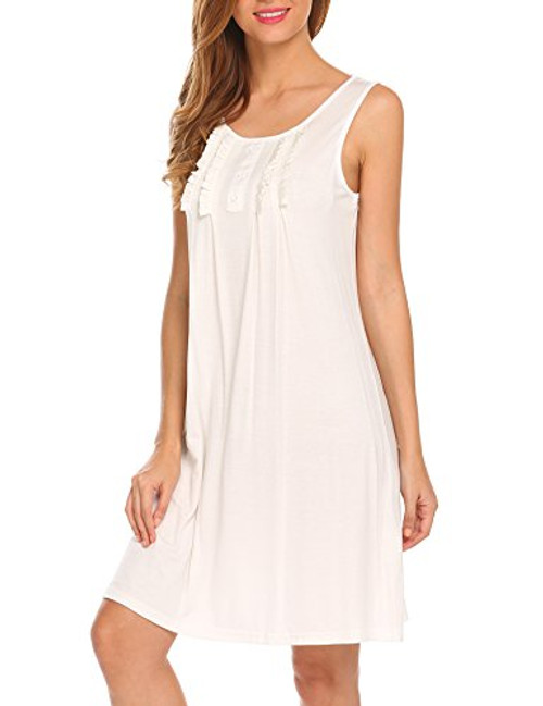 Hotouch Women s Nightgown Summer Sleeveless Cotton Sleep Night Shirts Soft Sleepwear