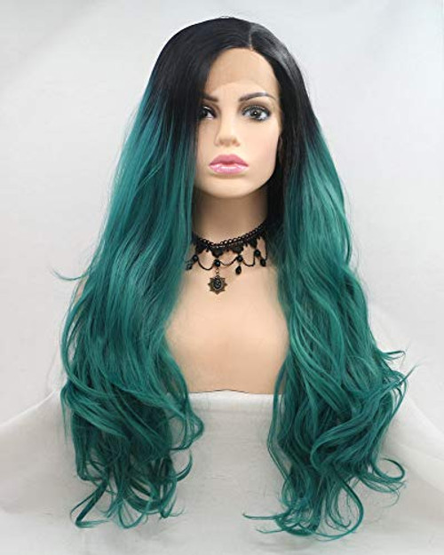 Black Roots Ombre Green Drag Queen Synthetic Lace Front Wigs For Girls Women Party Cosplay Festival Holidays Long Wave Hair New Arrival Makeup Female Mermaid Wig Natural Hairline 22 Black Roots Ombre Green Drag Queen Synthetic Lace Front Wigs For Girls Women Party Cosplay Festival Holidays Long Wave Hair New Arrival Makeup Female Mermaid Wig Natural Hairline 22