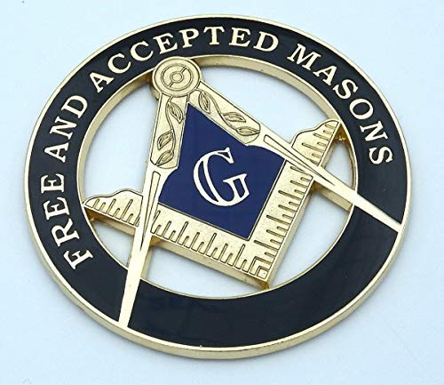 Car Chrome Decals Free and Accepted Masons Masonic Blak Gold Emblem 3  Metal Emblem MAS6BLK