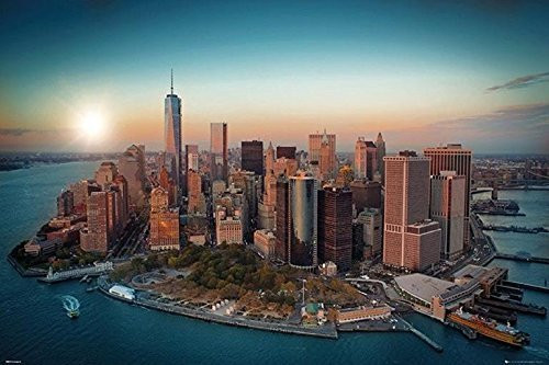 Aerial View of Downtown New York City and Freedom Tower Manhattan Skyline 36x24 Photograph Art Print Poster Aerial View of Downtown New York City and Freedom Tower Manhattan Skyline 36x24 Photograph Art Print Poster