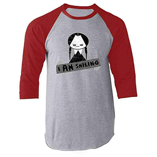 I AM Smiling Funny Goth Halloween Red L Raglan Baseball Tee Shirt