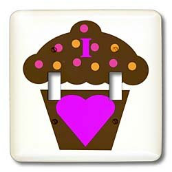 3dRose lsp606422 I Love Chocolate Cupcakes Double Toggle Switch