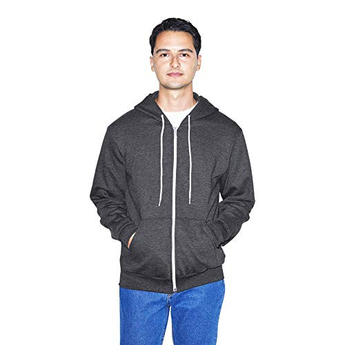 American Apparel Men s Flex Fleece Long Sleeve Zip Hoodie Dark Heather Grey Medium