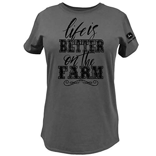 John Deere Life is Better on The Farm Women s Tee Charcoal XL