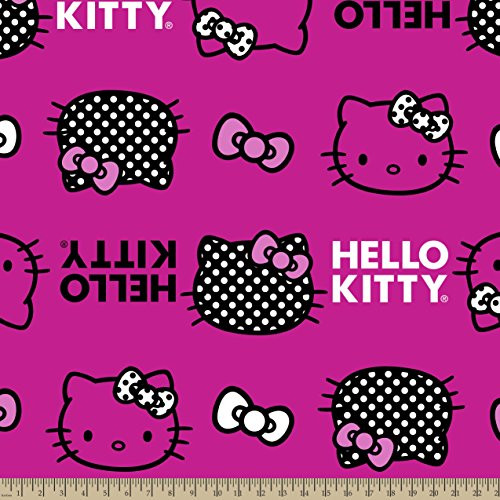 Springs Creative Products Group Hello Kitty Set Head and Bows Fleece Fabric, 59 by 60-Inch Wide, Pink