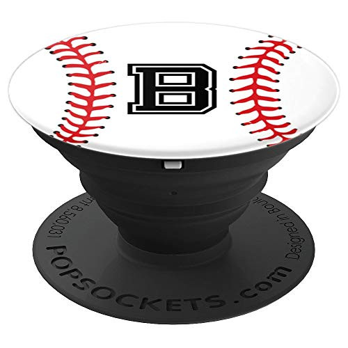 Baseball Player Letter B Initial  Baseball Gifts PopSockets Grip and Stand for Phones and Tablets