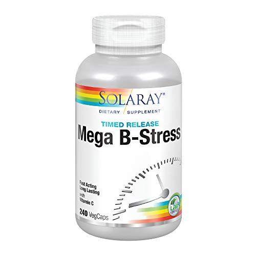 Solaray Mega Vitamin BStress TwoStage TimedRelease  Specially Formulated w/B Complex Vitamins for Stress Support  NonGMO  Vegan  240 Tabs
