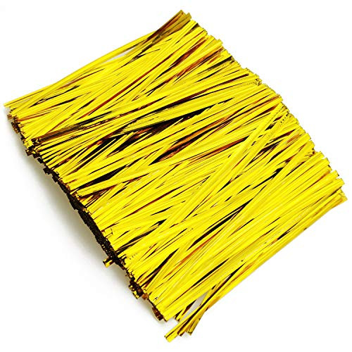 IFAMIO 760 Pcs 4 7 Inch Gold Metallic Twist Ties Foil Twist Ties for Cello Bags Treat Bags Gift Packaging Bread Cookie Candy Cake Bags