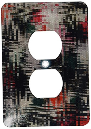 3dRose lsp_164175_6 Black, Red, Grey, White Digital Abstract Pattern By Angelandspot - 2 Plug Outlet Cover